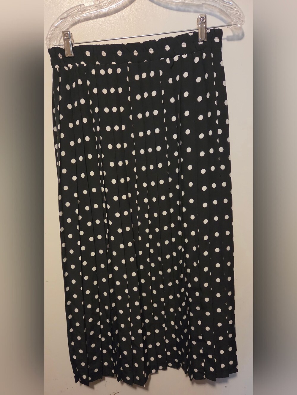 Fay Black Midi Skirt with White Polka Dots